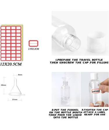 30 Pcs 100ml Plastic Travel Bottles for Toiletries Empty Refillable Transparent Containers Cosmetic Flip Cap Bottles for Toiletries Shampoo Lotions Cosmetics 4pcs Funnels and 2 Sheets Free Labels 07 - Buy Online on GoSupps.com