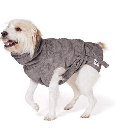 Lills Dog Bathrobe - 100% Organic Cotton in Stone Grey | XS Size (45 cm Back Length) - Perfect for International Shipping - Buy Online on GoSupps.com