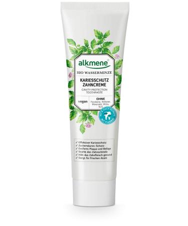 Alkmene caries protection toothpaste with organic watermint - vegan toothpaste with 6 -fold protection without silicones parabens mineral oil pegs SLS & SLES - tooth paste (1x 100 ml) 1 piece