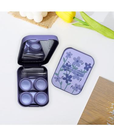 Hrippy Portable Travel Contact Lens Case Kit - Blue Pink Purple | Includes 2 Solution Bottles & Tweezers - Buy Online on GoSupps.com