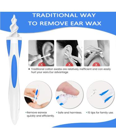 Q Grips Earwax Removal Tool - Reusable Spiral Ear Wax Remover Kit with 16 Soft Replacement Heads - Safe Ear Cleaner for Adults and Kids (Blue) - Buy Online on GoSupps.com