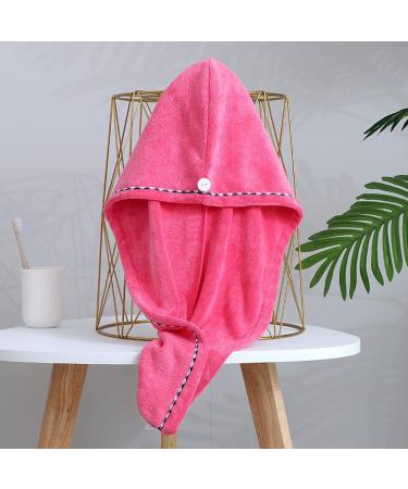 Anller Microfiber Hair Towel Set - Super Absorbent Drying Cloth with Button for Long & Thick Hair - 3 Pack in Red Blue & Purple - Buy Online on GoSupps.com