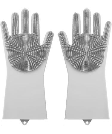 Silicone Dishwashing Gloves Reusable Washing Household Gloves Thicken Cleaning Brush Scrubber Gloves for Laundry Gray - Buy Online on GoSupps.com
