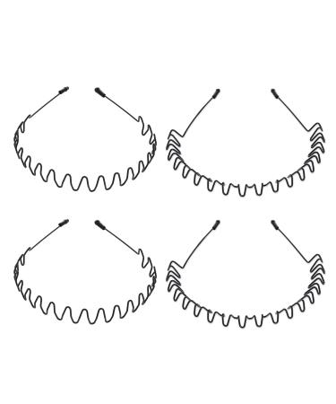 Sibba 4Pcs Metal Headband Hair Hoop Black Hairband Spring Wave Unisex Flexible Head Band Women Men Hair Accessories Fashion No-slip Hair Band Clips for Sports Yoga - Buy Online on GoSupps.com