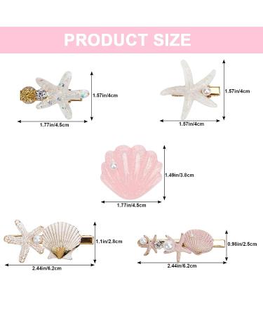 5-Piece Pearl Shell Starfish Hair Clip Set for Women - Beach Mermaid Hairpin Styling Accessories - Buy Online on GoSupps.com