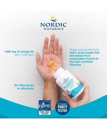 Nordic Naturals Ultimate Omega - 1280mg Omega-3 Fish Oil, EPA & DHA, 60 Soft Gels - Supports Brain & Heart Health, Non-GMO - Buy Online on GoSupps.com