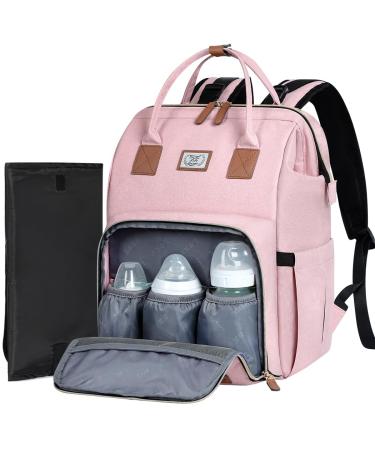 Lekespring Baby wrap backpack wrap pocket large with diaper pad and stroller belts waterproof diaper bag baby bag clinic bag baby diaper bag pink l pink