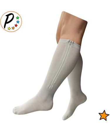 Closed Toe Gray 15-20 mmHg Zipper Compression Calf Socks - 4XL for Improved Circulation | International Shipping - Buy Online on GoSupps.com