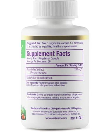 Buy Paradise Herbs Graviola 60 Veg Capsules | Immune Support & Wellness - Buy Online on GoSupps.com