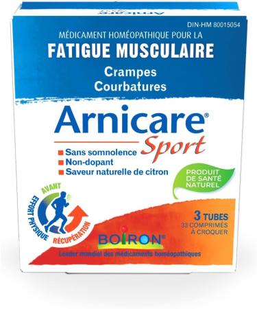 Boiron Arnicare Sport 33 Chewable Tablets Relieves Muscular Soreness Cramps and Fatigue Following a Physical Workout or Overexertion Natural Health Product Lemon Flavor - Buy Online on GoSupps.com