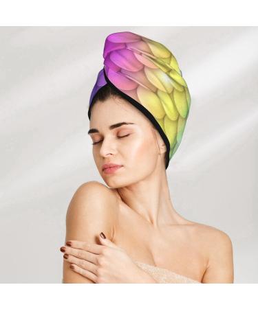 Rainbow Scales Microfiber Hair Towel Wrap - Soft Super Absorbent Coral Velvet for Long Curly & Thick Hair - Quick Dry Hair Cap for Women - Buy Online on GoSupps.com