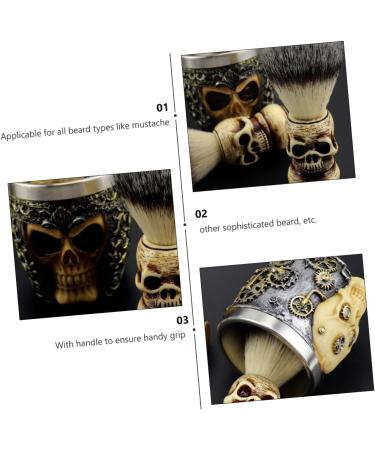 Frcolor Skull Beard Brush - Handmade Metal Cleaning Tool for Men | Ideal Beard Brush with Bowl & Shell for Perfect Grooming - Buy Online on GoSupps.com