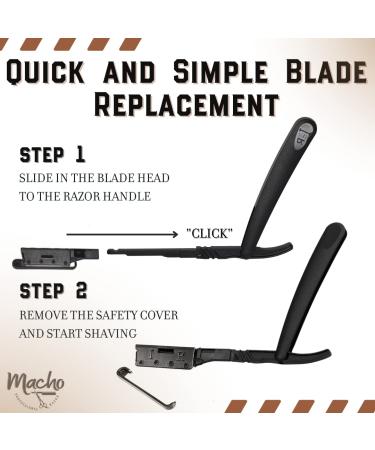 Professional Barber Macho Straight Razor Handle with 100 Disposable Heads - Safety-Lock, Plastic Handle - Buy Online on GoSupps.com