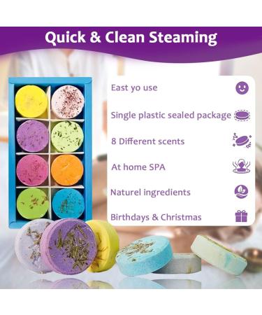 Shower Steamers Variety Pack - 8pc Aromatherapy Bombs with Pure Essential Oils for Men and Women - Perfect Self Care and Valentines Day Gift for Home SPA Relaxation - Buy Online on GoSupps.com