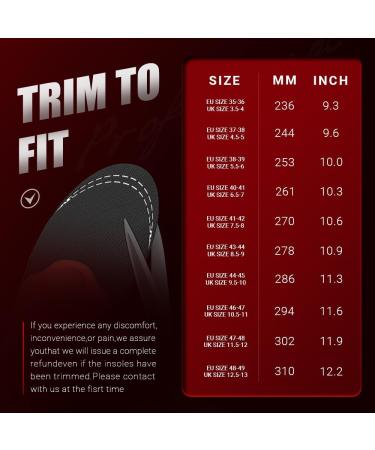 Valsole Orthopedic Insoles for Men & Women | Soft Shoe Inserts for Flat Feet Plantar Fasciitis & Foot Pain | EU Size 47-48 (30.5cm) - Red - Buy Online on GoSupps.com