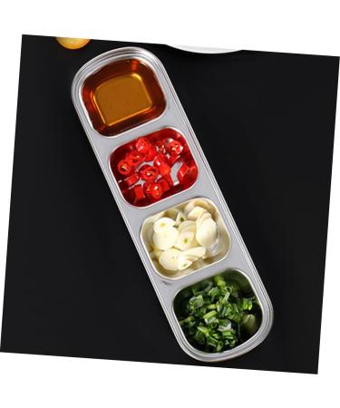 Milisten 2pcs Stainless Steel 4 Compartments Korean Style Plate Dipping Sauce Bowl Seasoning Plate Stainless Steel Sauce Plates Sauce Dishes for Dipping Toddler Mini Small Plate - Buy Online on GoSupps.com