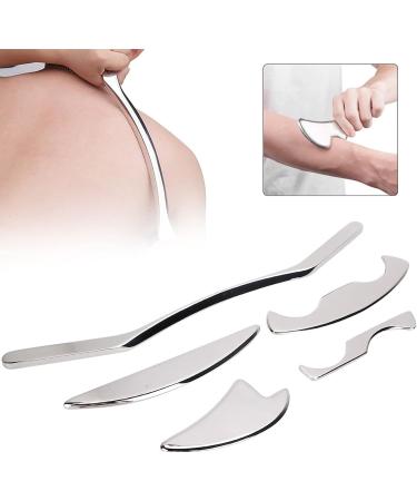 Verdant Touch Stainless Steel Gua Sha Massage Tool Set - 5 Pieces for Muscle Pain Relief & Body Wellness - Buy Online on GoSupps.com