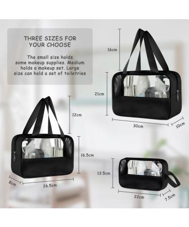 4PCS Clear Waterproof Toiletry Travel Bags with Zipper Handle - Black Set for Men and Women | Portable Airport Makeup Bags - Buy Online on GoSupps.com