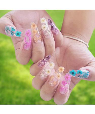 UNIME 16 Colors Dried Flowers for Nail Art | Mini Real Natural Flowers Nail Art Supplies | 3D Applique Decoration Sticker for Manicure (Mixed Gypsophila) - Buy Online on GoSupps.com