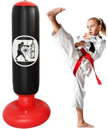 Kids Boxing Practice Set - Punching Bag for 3-8 Years with Gloves & Air Pump, Black - Buy Online on GoSupps.com