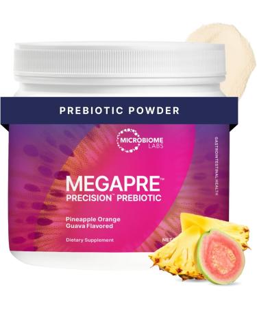 Microbiome Labs MegaPre Powder Pineapple Orange Guava - Non-Digestible Oligosaccharides Prebiotic Powder for Gut Health - Precision Prebiotic Digestive Health Supplement (144.6 Grams)
