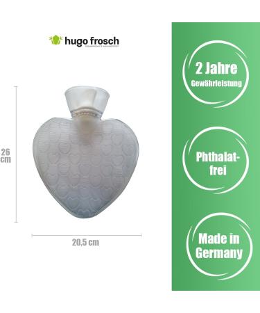 Hugo Frosch Heart Hot Water Bottle 1.0L - Knitted Cover & Pom Pom | Eco-Friendly International Shipping - Buy Online on GoSupps.com