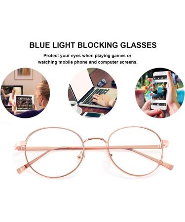 Lanlang Round Reading Glasses with Blue Light Filter - Anti-Eyestrain UV Protection 0-4.0 Diopters Gold Metal Frame - ME-001 - Buy Online on GoSupps.com