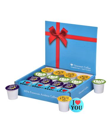 Coffee Lover's I love You Variety Sampler Gift Set - 20 Fun "I Love You" Single Serve Pods In A Beautiful Gift Box I Love You Single Serve