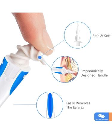 QGrips Earwax Remover - Reusable Spiral Tool with 16 Soft Tips for Safe Ear Cleaning (Blue) - Buy Online on GoSupps.com