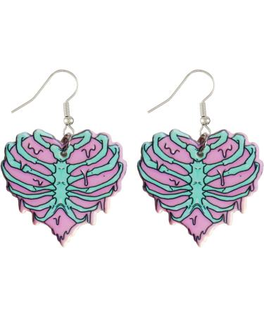 Feyley Halloween Acrylic Drop Earrings - Heart Skull Dangle Jewelry for Women | Funny Statement Earrings - Buy Online on GoSupps.com