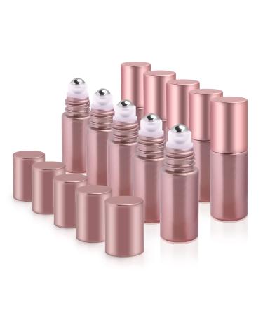 10 Pack Essential Oil Roller Bottles 5ml Pink Glass Roller Bottles Refillable Roll On Bottle With Stainless Steel Roller Ball Travel Perfume Sample Bottles