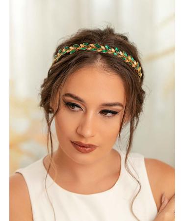 IYOU Crystal Wedding Headband Emerald Green Bridal Hair Bands Crown Sparkly Rhinestone Headpiece Tiara Prom Party Hair Accessories for Brides and Bridesmaid - Buy Online on GoSupps.com