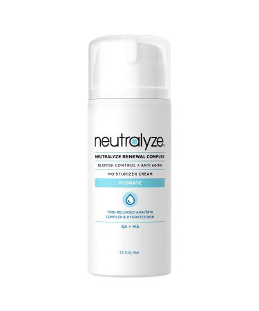 Neutralyze Renewal Complex Acne Moisturizer for Face - Time Released  Medical Grade 2% Mandelic Acid & Salicylic Acid Moisturizer Cream - Face Moisturizer for Acne Prone Skin (90+ Day)