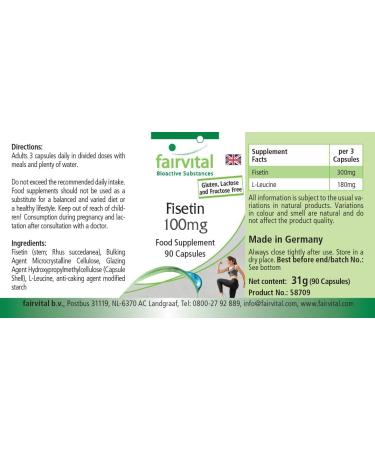 Fairvital | Fisetin 100mg - 90 g lules - de l'arbre de cire japonais - qualit contr l e et hautement dos e - 100% v g talien - Made in Germany - Buy Online on GoSupps.com