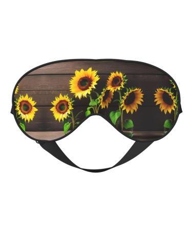 Three Sunflowers On Wooden Sleep Mask-Adjustable Breathable Fashionable Eye Mask for A Comfortable Sleep Experience