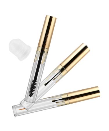 Outanaya 3pcs Makeup Bottle Empty Eyeliner Bottle Mascara Clear Mascara Tube Lip Gloss Clear Golden Plastic