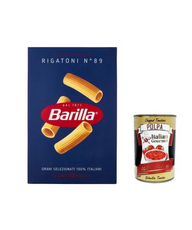 Italian Gourmet E.R. Pack of 5 Barilla Rigatoni pasta no. 89 100% Italian noodles 500g + Italian gourmet polpa 400g