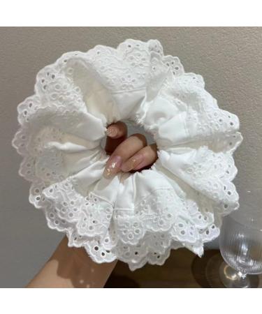 Loekrdos White Lace Scrunchies Lace Scrunchies for Women 4-Layer Lace Hair Scrunchie Large Hair Scrunchies White Thick Hair Scrunchie Accessories for Ladies Girls - Buy Online on GoSupps.com