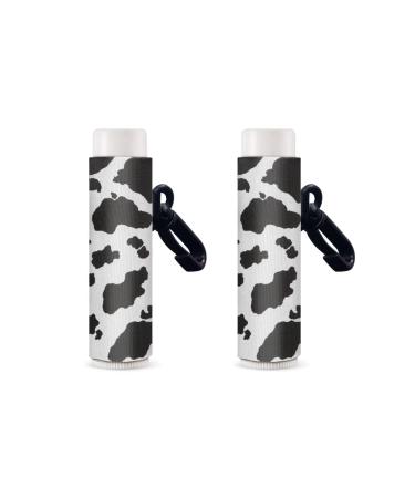 SCRAWLGOD Cow Print Lip Balm Holder Keychain Portable Lip Balm Sleeve keychain Chapstick Holder Secure and Nice Hand Feeling Set of 2 Cow Print 2