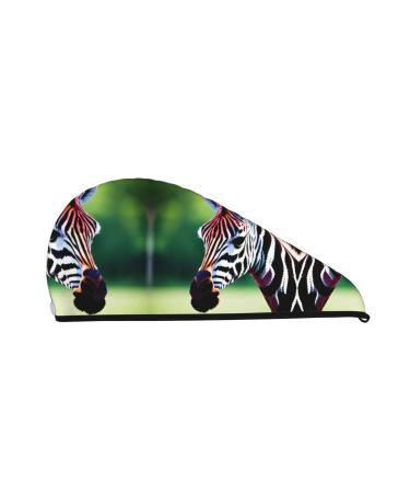 Zebra and Giraffe Coral Velvet Dry Hair Cap Quick-Dry Hair Towel Wrap for Women and Men Ideal for Travel & Home
