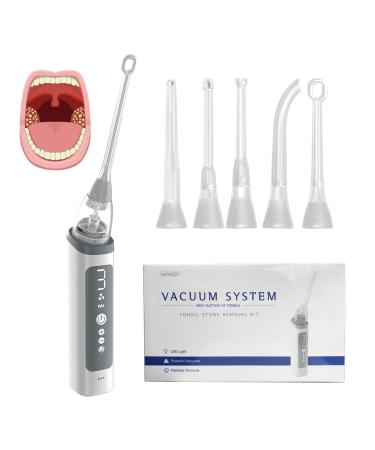 Electric Tonsil Stone Remover Kit - 5 Silicone Tips 3 Suction Levels Rapid USB-C Charging Integrated LED - Gentle & Painless for Home Use Doctor Recommended
