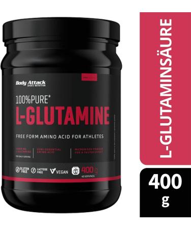 Body Attack 100% Pure L-Glutamine - 2x400g - Vegan Gluten-Free Micronized Powder - High Dose Laboratory-Checked Made in Germany - Buy Online on GoSupps.com