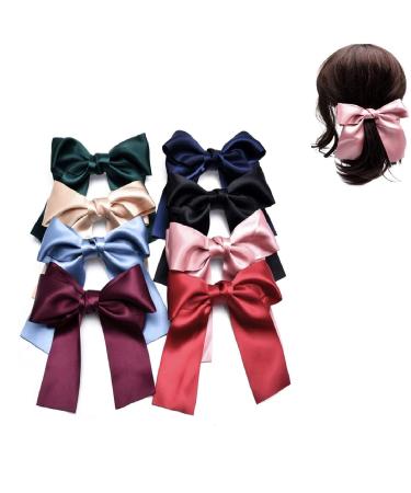 Double Large Soft Silky Satin French Barrette Style Hair Bow Clip Hair Clips Hair Accessories for Women Girls