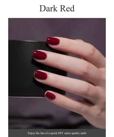 Buy Semi Cured Gel Nail Strips - Dark Red 20 PCS | Salon Quality Easy to Use Gel Nail Stickers | UV Light Compatible - Buy Online on GoSupps.com