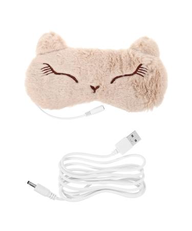 DOITOOL Sleeping Heated Eye Cartoon USB Steam Warm Compress Eye Cover Eye Shade for Puffy Eyes Warm Therapy Treatment Khaki