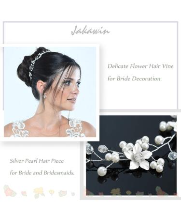 JAKAWIN Silver Bridal Flower Hair Vine Headpiece - Wedding Hair Accessory for Women - Buy Online on GoSupps.com