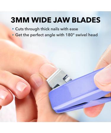 CLIPPERPRO Omega Select Toenail Clipper - Ergonomic Toe Nail Clipper for Women, Men, and Seniors | Periwinkle Edition with Steel Blades and 180 Degree Swivel Head - Buy Online on GoSupps.com