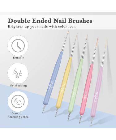 TEOYALL Double Ended Nail Art Brushes - 5 PCS Painting Tools, Fine Liner Brushes, Dotting Pens - Multicolor - Buy Online on GoSupps.com