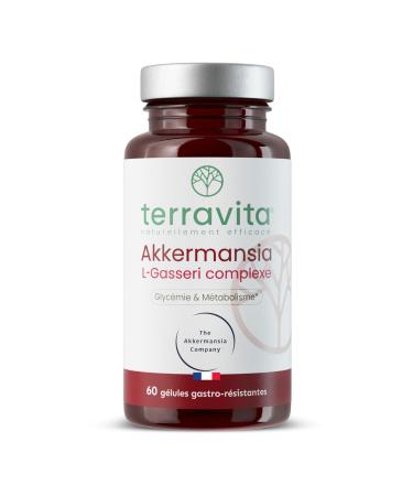 Akkermansia MucT 30 Milliards + L. Gasseri 10 Milliards | Avec Vitamine B1 et Chrome | R gulation Glyc mie + Digestion + Sati t | 60 G lules | Made in France | Terravita