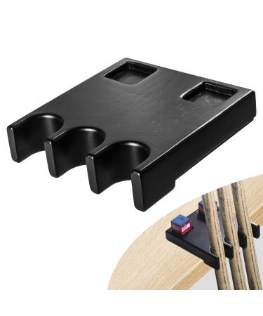 Pool Stick Holder, Portable 3 Holes Pool Cue Holder Against Table, Bar, Chair, Cue Stick Holder with Non-Slip Pad Holds 2 Cue Chalk Cubes, Billiard Cue Rest, Weighted Solid Wood Cue Stick Claw Rack